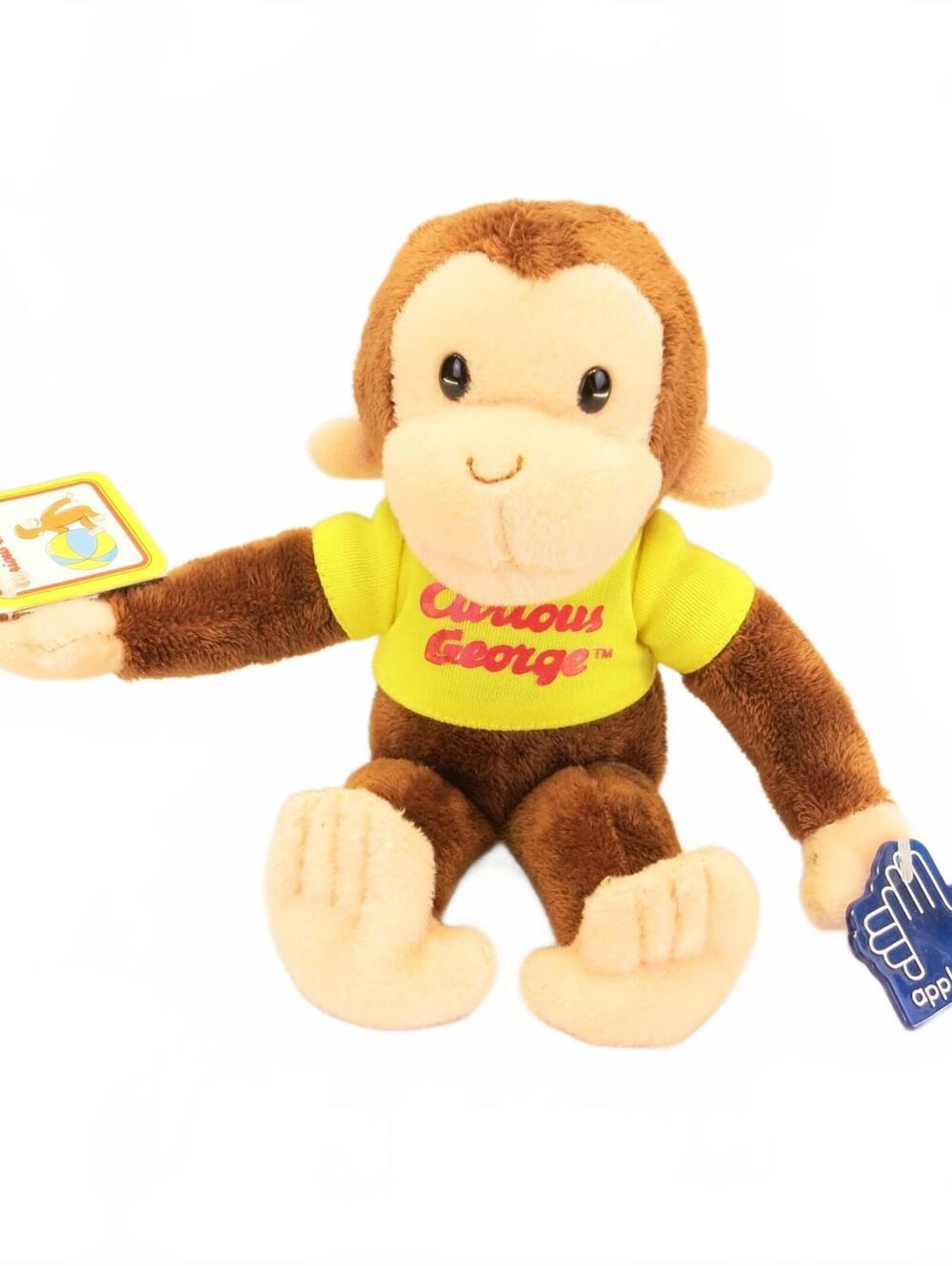 Vintage Applause Yellow Shirt Curious George Stuffed Animal Plush Toy 8"